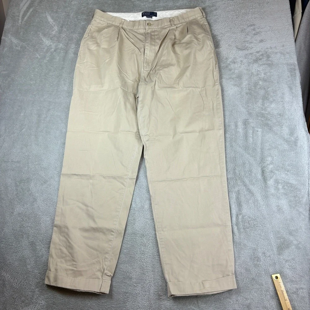 Polo Ralph Lauren Pants Men 38x32 (Fits 38x31) Hammond Pant Pleated Khaki Tan